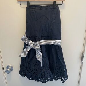 Navy Blue Strapless Dress